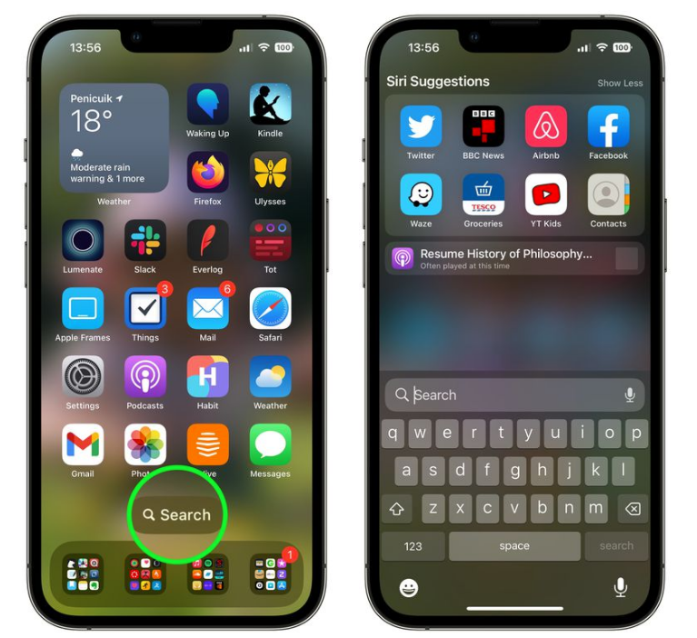 名山苹果手机维修分享升级到 iOS 16 后，如何删除主屏幕上的搜索按钮 