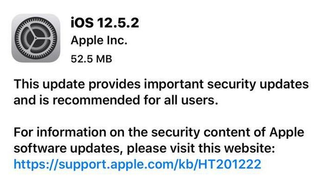 名山苹果手机维修分享iOS12.5.2发布，建议所有老苹果用户安装 